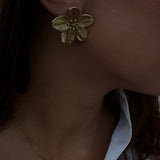 Flower Statement Chunky Earrings Gold