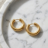 Large Huggie Hoop Earrings Gold